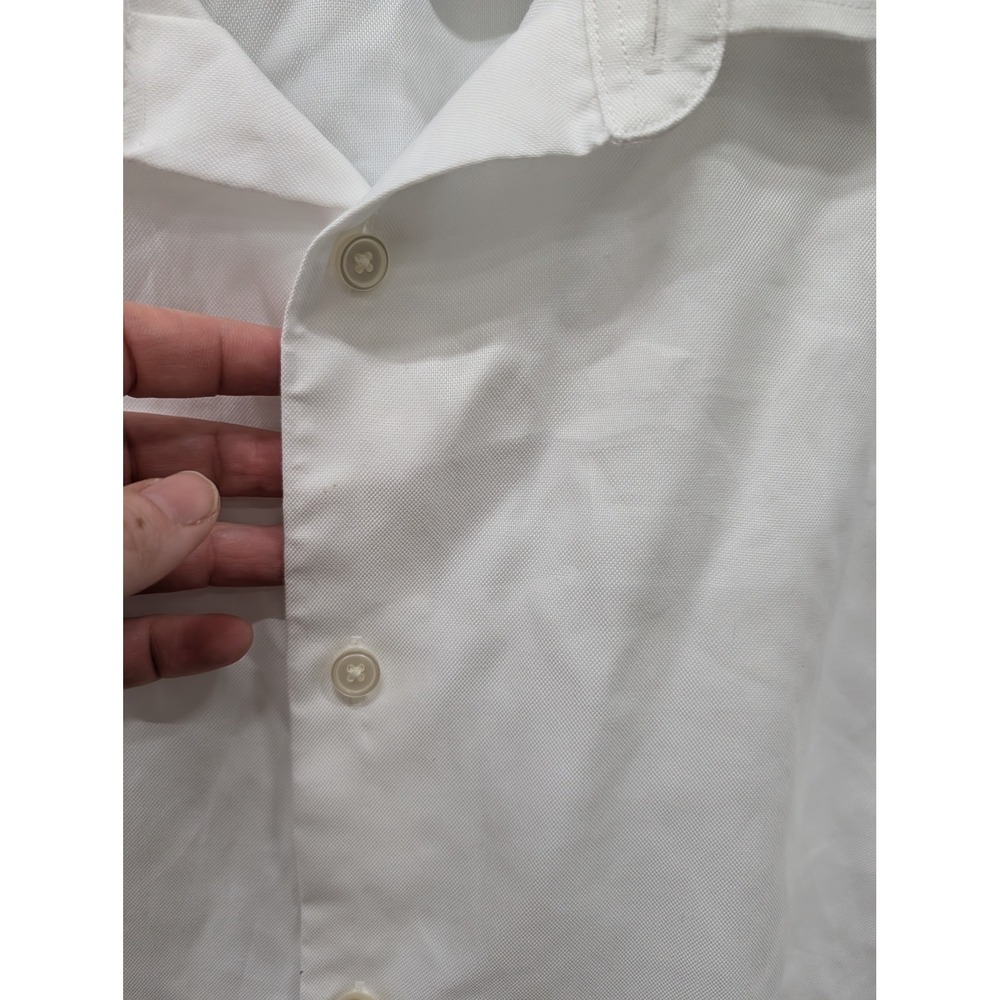 Banana Republic Men's White Untucked Fit Non-Iron Textured Cotton Shirt- L - Picture 6 of 7